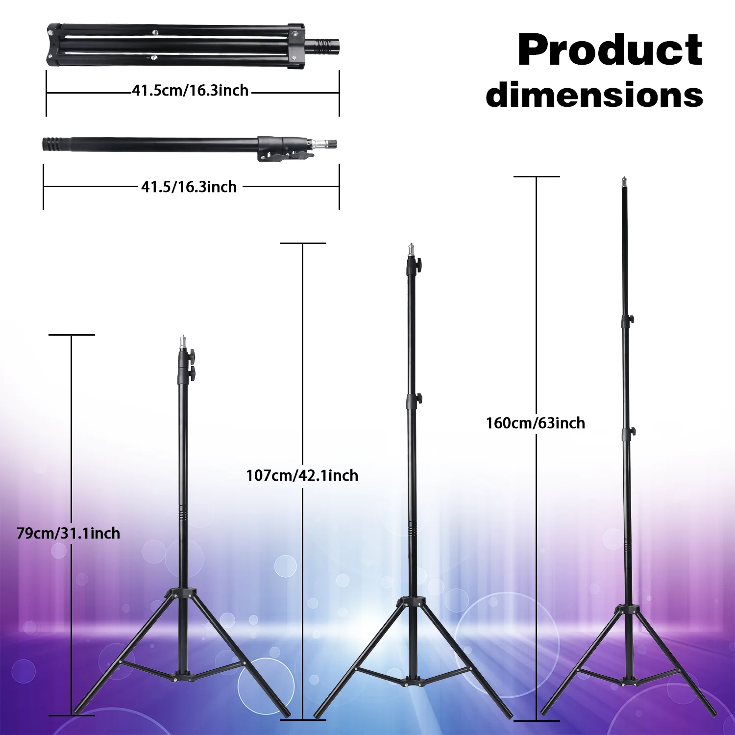 حامل ثلاثي قابل للتمديد مقاس 63 بوصة مع ضوء حلقة RGB مقاس 12 بوصة، وحوامل هاتف وعصا سيلفي مقاس 160 سم، وإضاءة LED للتصوير الفوتوغرافي #4