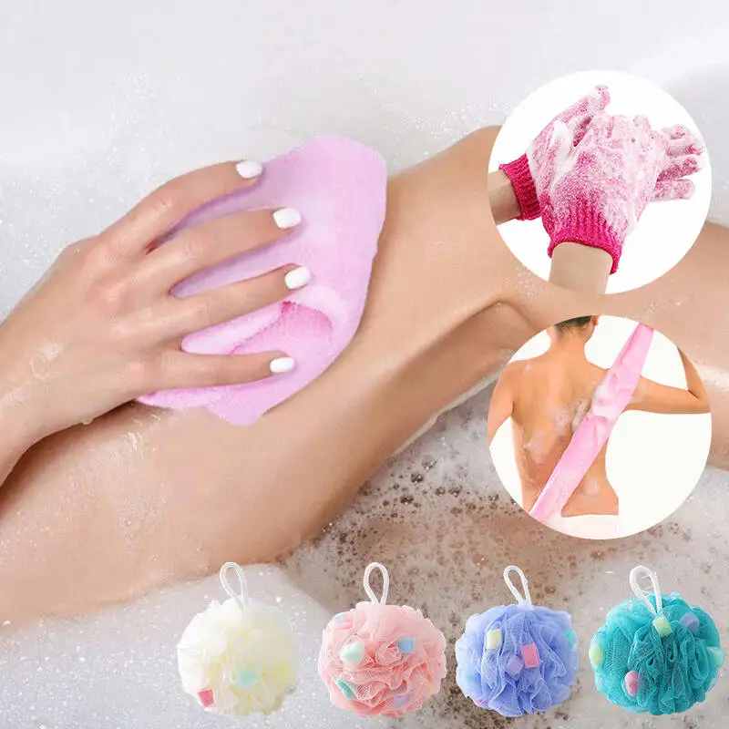 الجسم التطهير التقشير منشفة عدة تمديد النايلون منشفة استحمام تخفيف الحكة رغوة دش زهرة سبا تدليك أدوات حمام #4