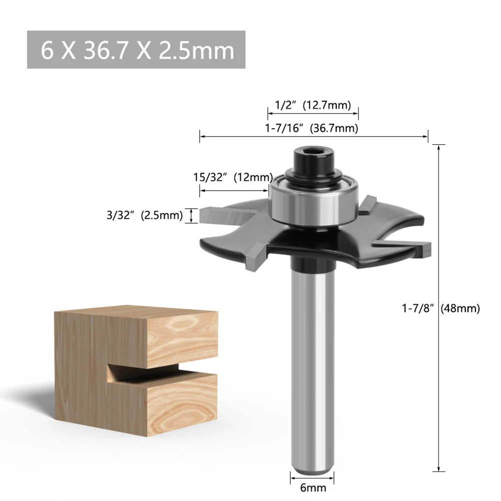 Alloy Steel Slot Cutter T-Type Router Bit 6MM Or 1/4 Handle Grooving Cutter Woodworking Milling Cutter