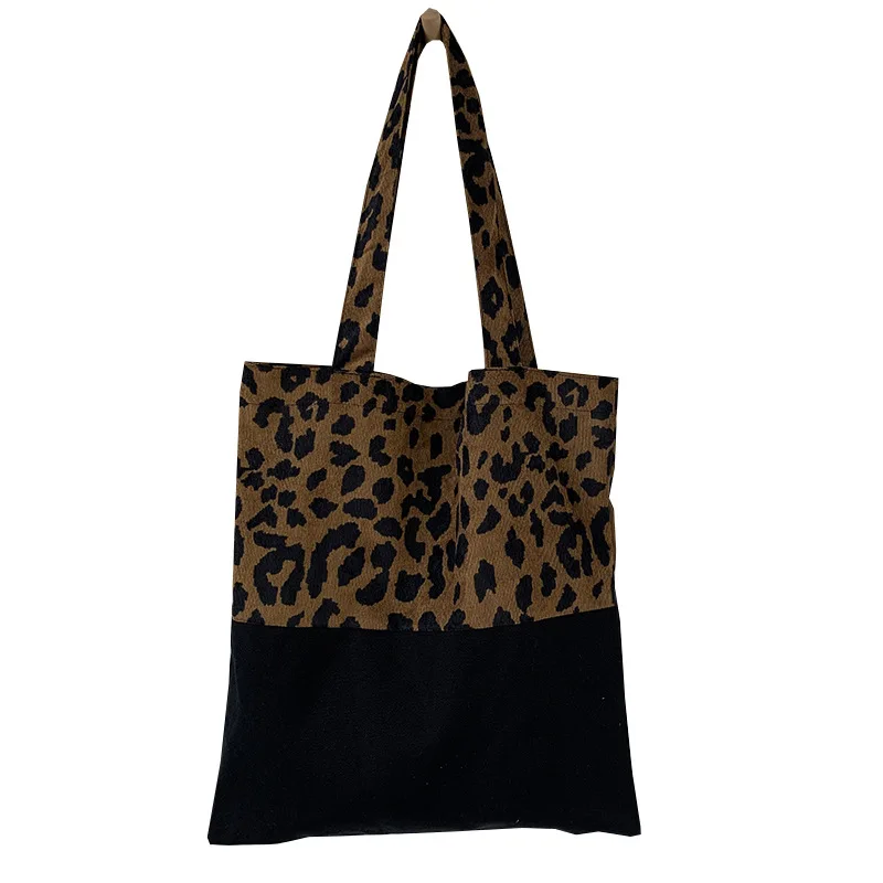 Art Design Leopard Shoulder Bag For Women New Canvas Bag Ladies Handbags and Purses Patchwork Shopper Bag Girls Tote Bag Bolso