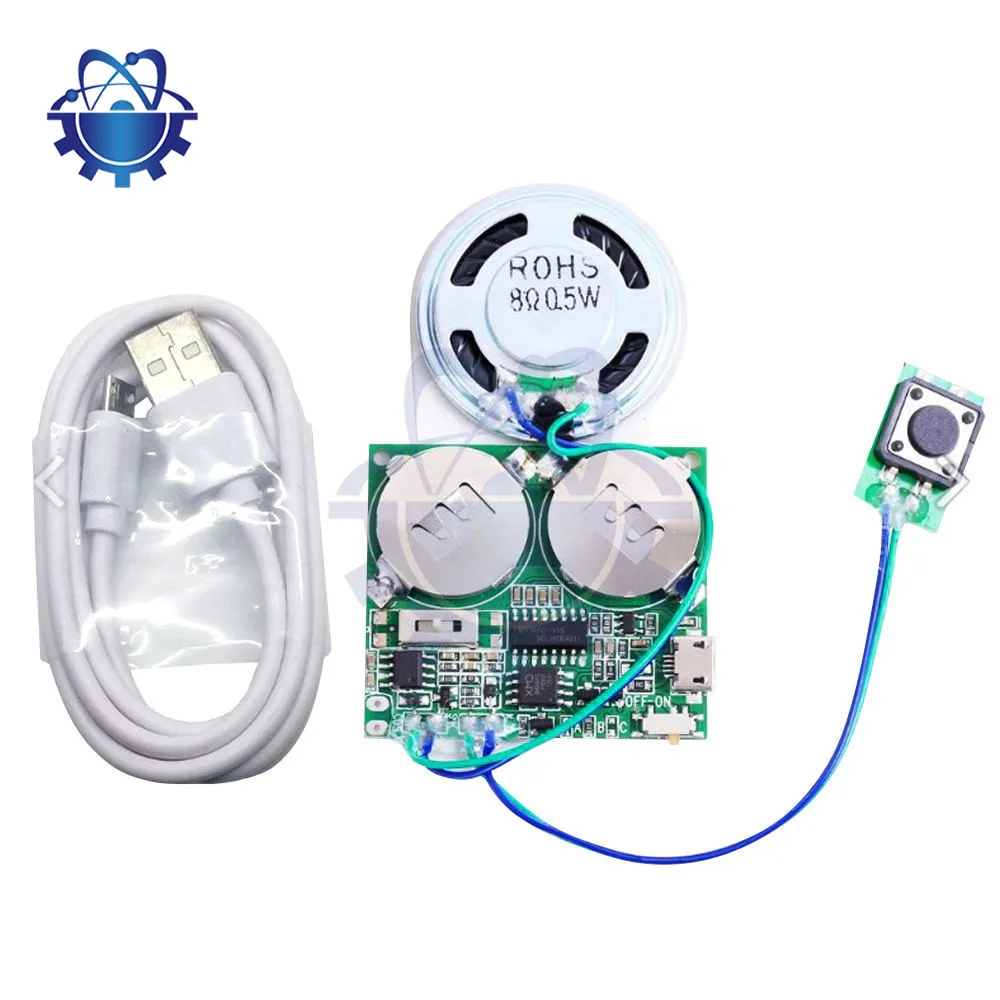 Recordable Sound Module Button Control Sound Chip 8M MP3 WAV Music Voice Player Programmable Board with Speaker for DIY