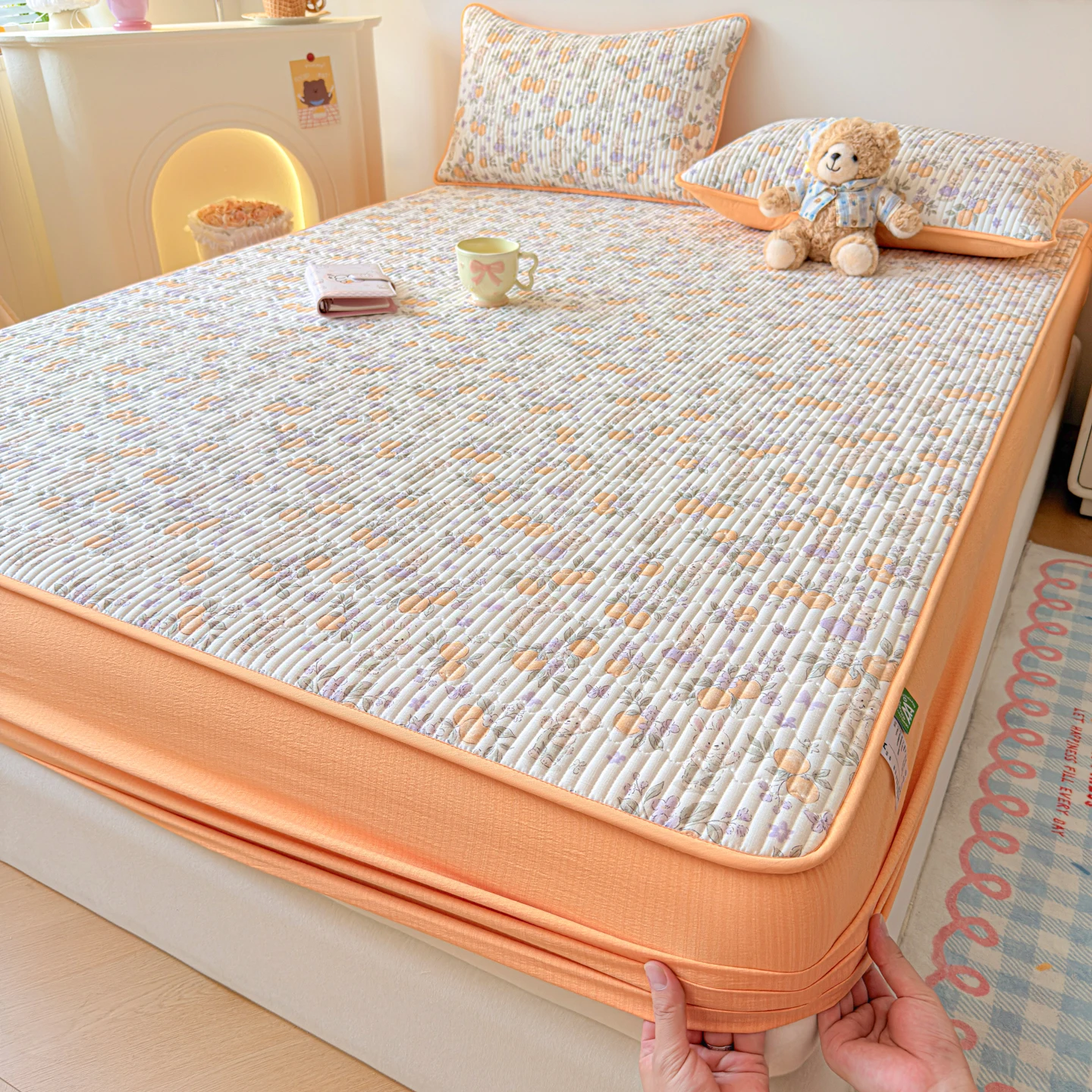 1pc Quilted Fitted Sheet Waterproof 매트리스 커버 Printed Anti-mite Bed Cover fundas de colchón King Mattress Cover(no pillowcase)
