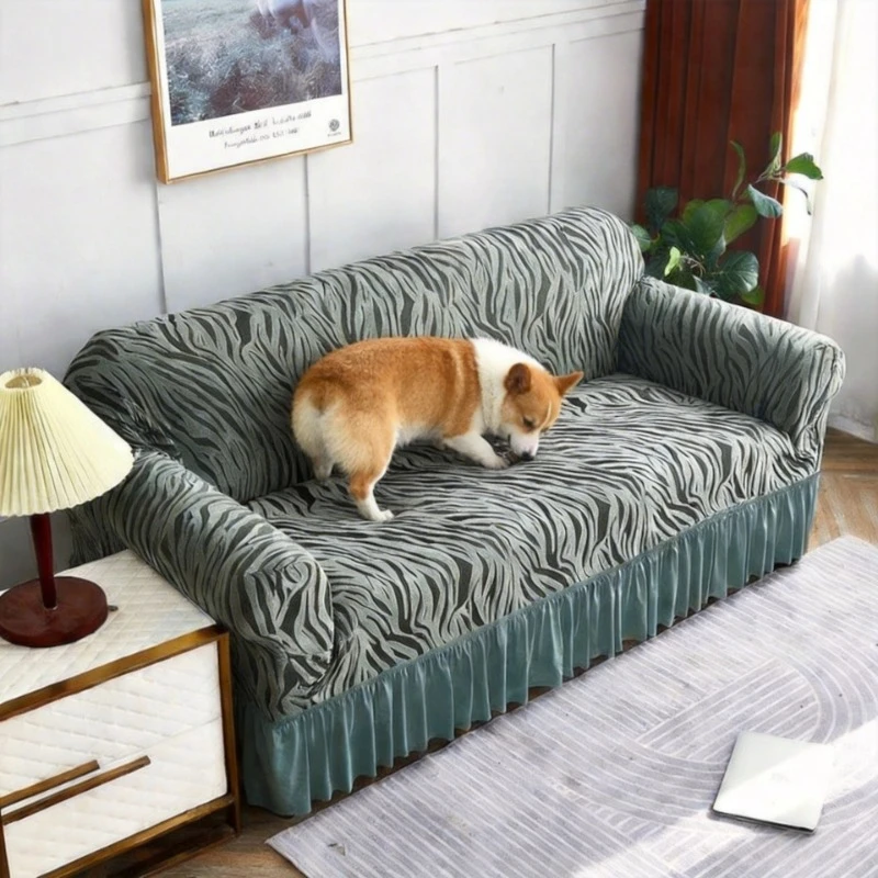 Easy-Going Waterproof Couch Cover with Lace Skirts Hem Sofa Cover Slipcover Leakproof Furniture Protector for Kids Pets Dog Cat