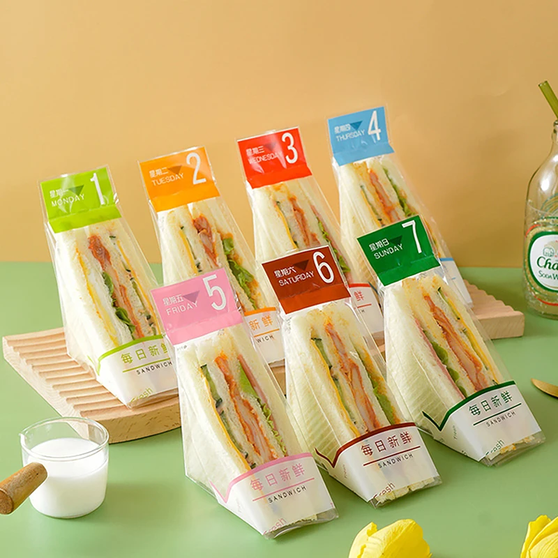 

100Pcs Easy-To-Tear Sandwich Bag Triangle Cake Bread Pastry Bag Food Packaging Plastic Bag For Kids Bread Sandwiches Bag