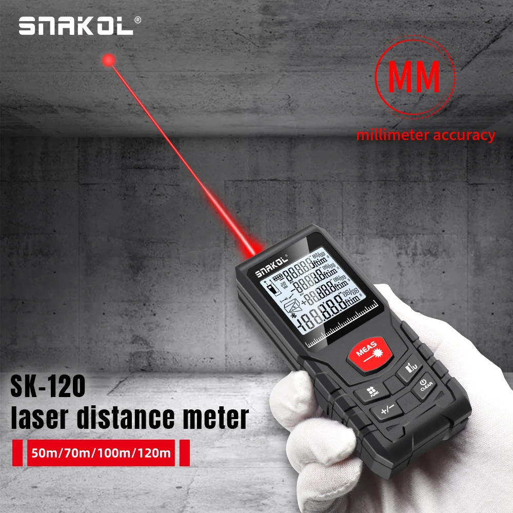 Snakol Laser Distância 50m 100m 120m Telêmetro Medidor Profissional Laser Range Finder Régua Ferramenta de Teste