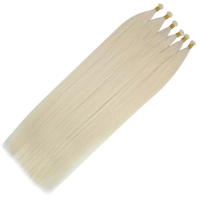 [Virgin] Invisible Virgin Genius Weft Hair Extensions Platinum Blonde Seamless Full Cuticle Virgin Hybrid Weft Hair Extensions