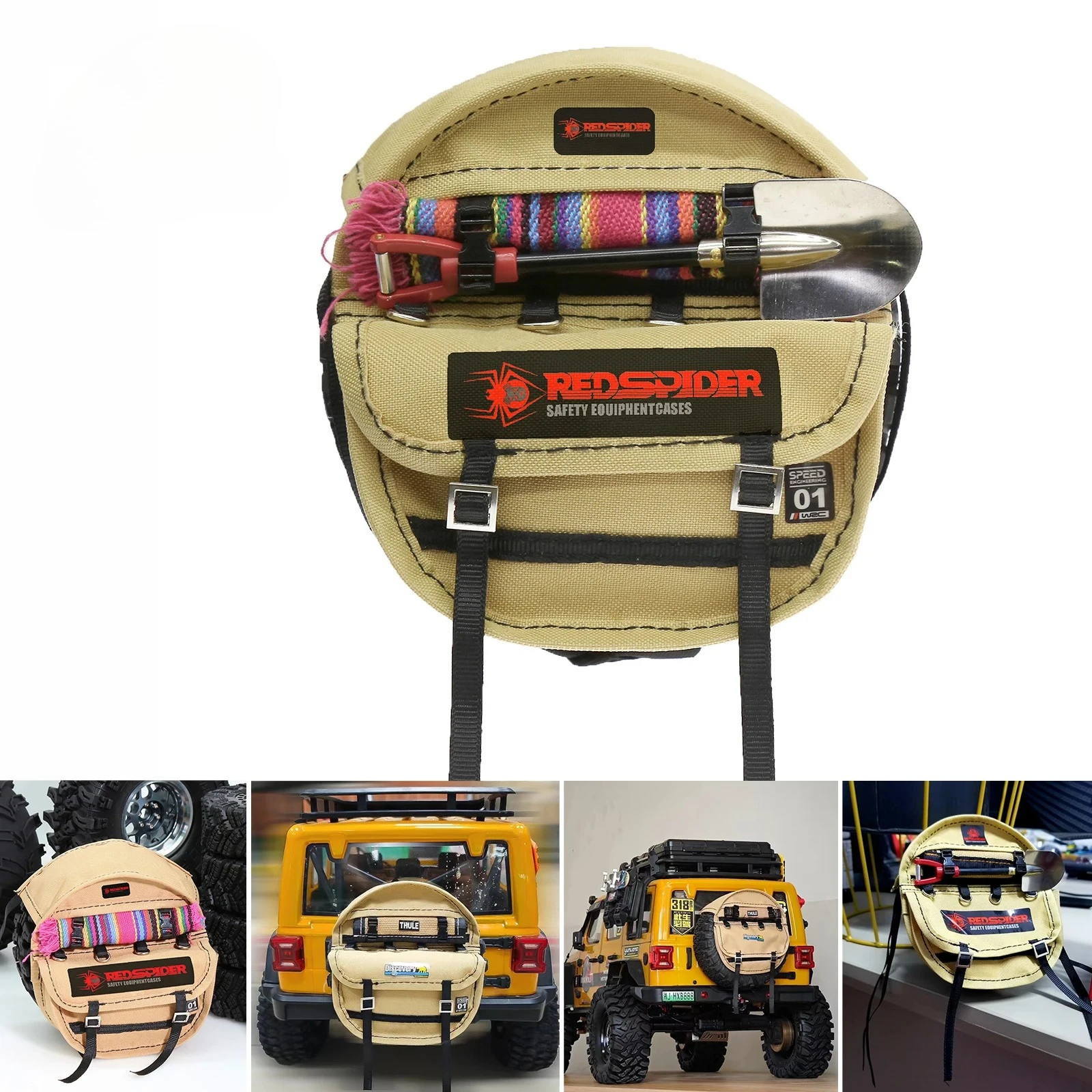 

Реалистичная сумка для хранения запасного колеса с дистанционным управлением для 1/8 и 1/10, осевой SCX10/Traxxas TRX4/D90, аксессуар для украшения гусеничного автомобиля