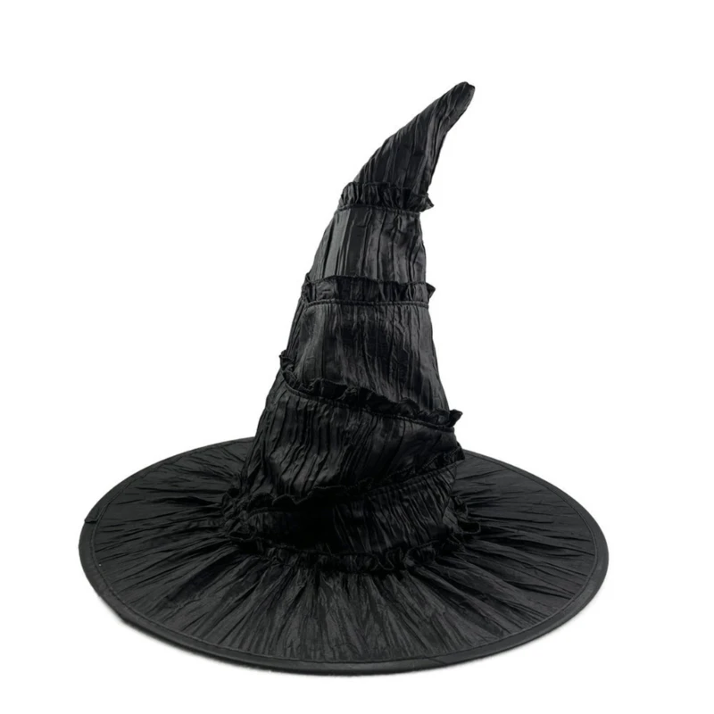 Black Halloween Crinkled Witch Hat Costume Supplies Halloween Parties Decorations Essential for Dress Up Parties Dropship