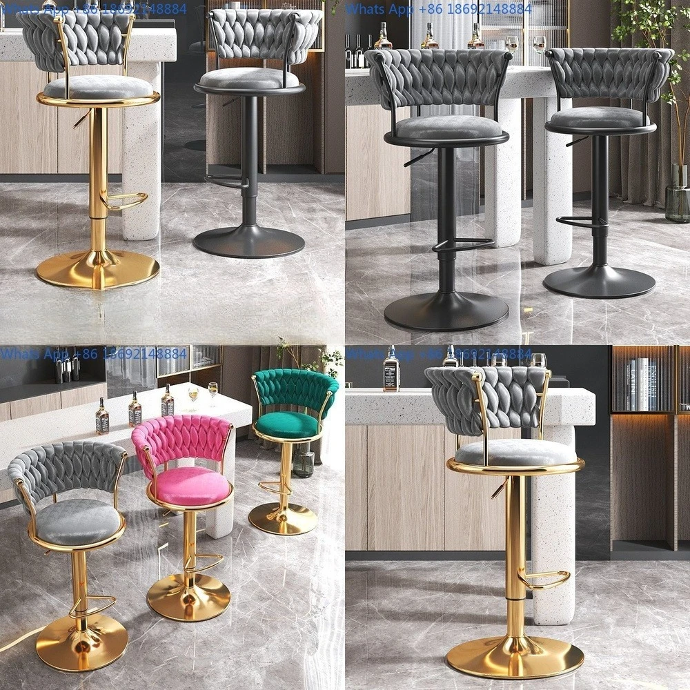

Bar with elevated stools, adjustable bar counter, light luxury backrest, fashionable high-end home high stool