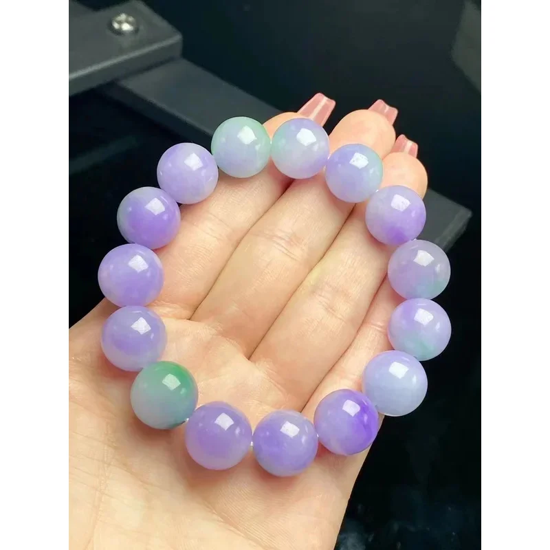 

New Jadeite Bracelet Round-Beads Perfect No CracksDelicate and glutinous material Purple Green Bangle Boutique Jewelry Handring