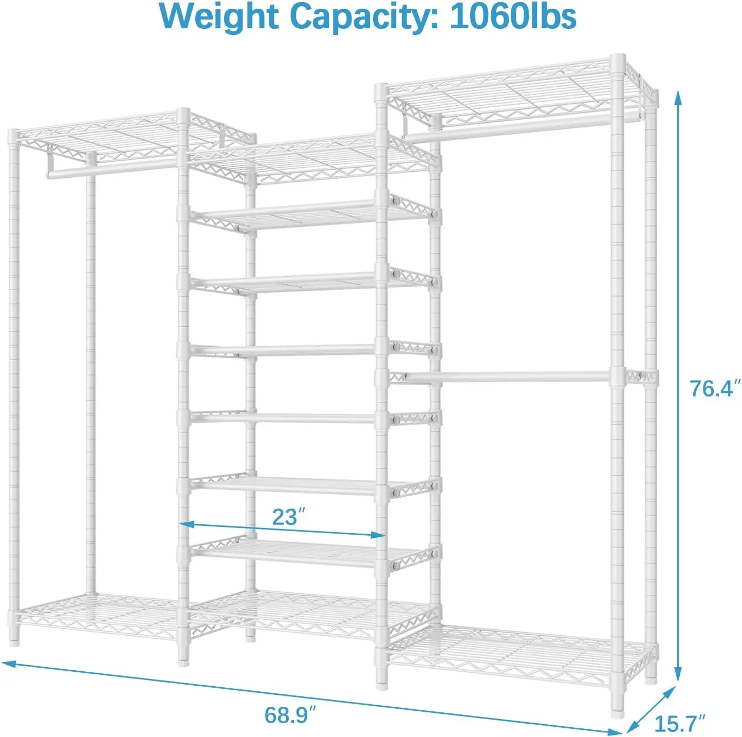 VIPEK-S3 Roupas autônomas Rack, Heavy Duty Garment Rack, 6-Tier Sapateira, Closet Organizador De Armazenamento, Armário Grande