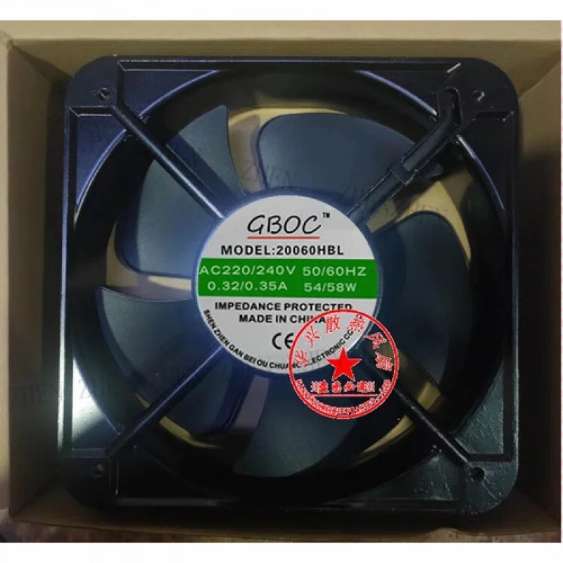 Y  1 Pc.  for GBOC Fan MODEL 20060HBL AC220V 20060 20cm 2 wire Aluminum frame fan