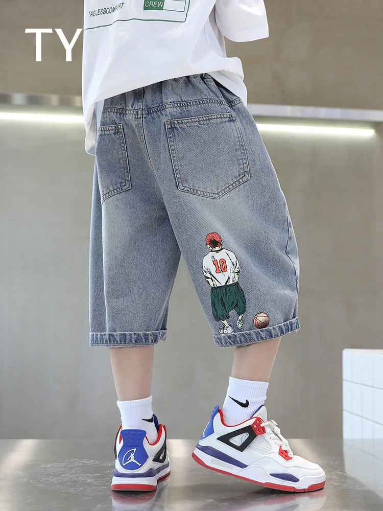 nouveau-style-d'ete-short-en-jean-pour-garcons-en-melange-coton-polyester-taille-elastique-coupe-ample-longueur-mi-mollet-tendance