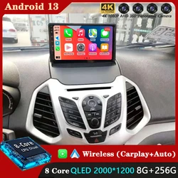 Android 13 Car Play Monitor For Ford Ecosport 2013 - 2017 Carplay Auto Screen Stereos Multimedia GPS DVD 2Din BT 2K QLED 4G+WIFI