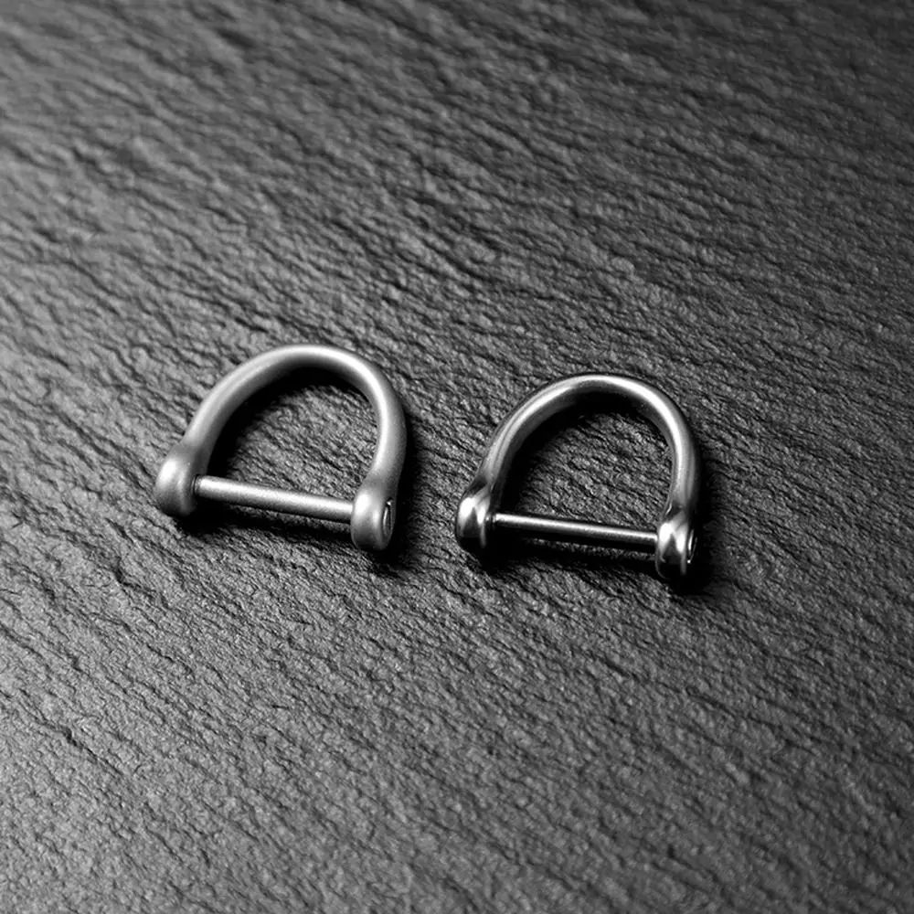 1pc Stainless Steel Carabiner D Bow Staples Shackle Fob Key Ring Keychain Hook Screw Joint Connector Buckles Outdoor Buckle