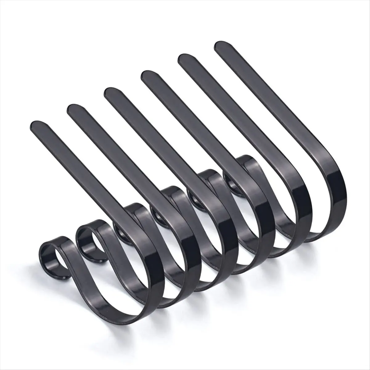 [N84R] 6PCS Christmas Stocking Holders for Mantle Set of 6 Mantel Decor Hooks Christmas Sock Hook Black