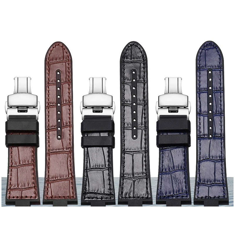 Para versace pulseira de relógio masculino sportverb0018 mostrador de três olhos com boca elevada fluorororubber adesivo couro pulseira de relógio especial