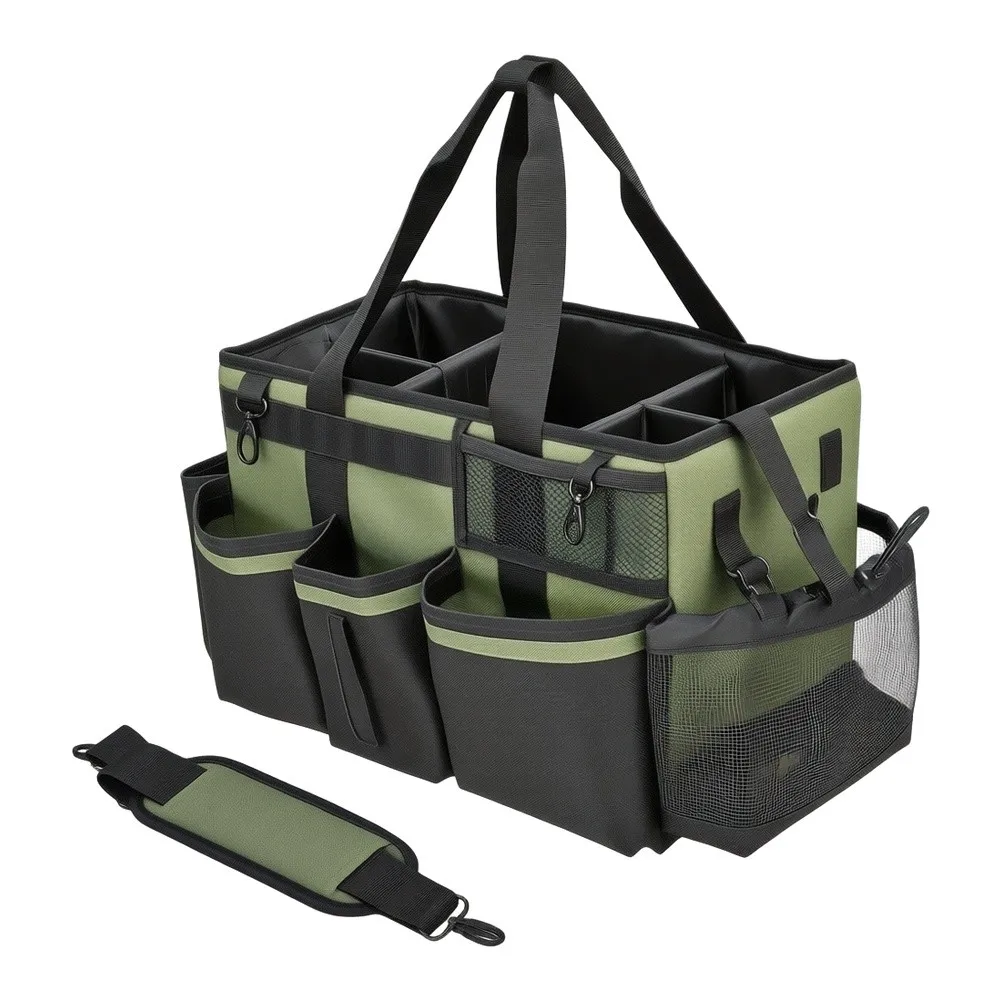 Wearable Organizer Bag with Handle and Strap for Picnic Supplies Pool Cleaning Equipment Size 38x24.5x23cm Polyester