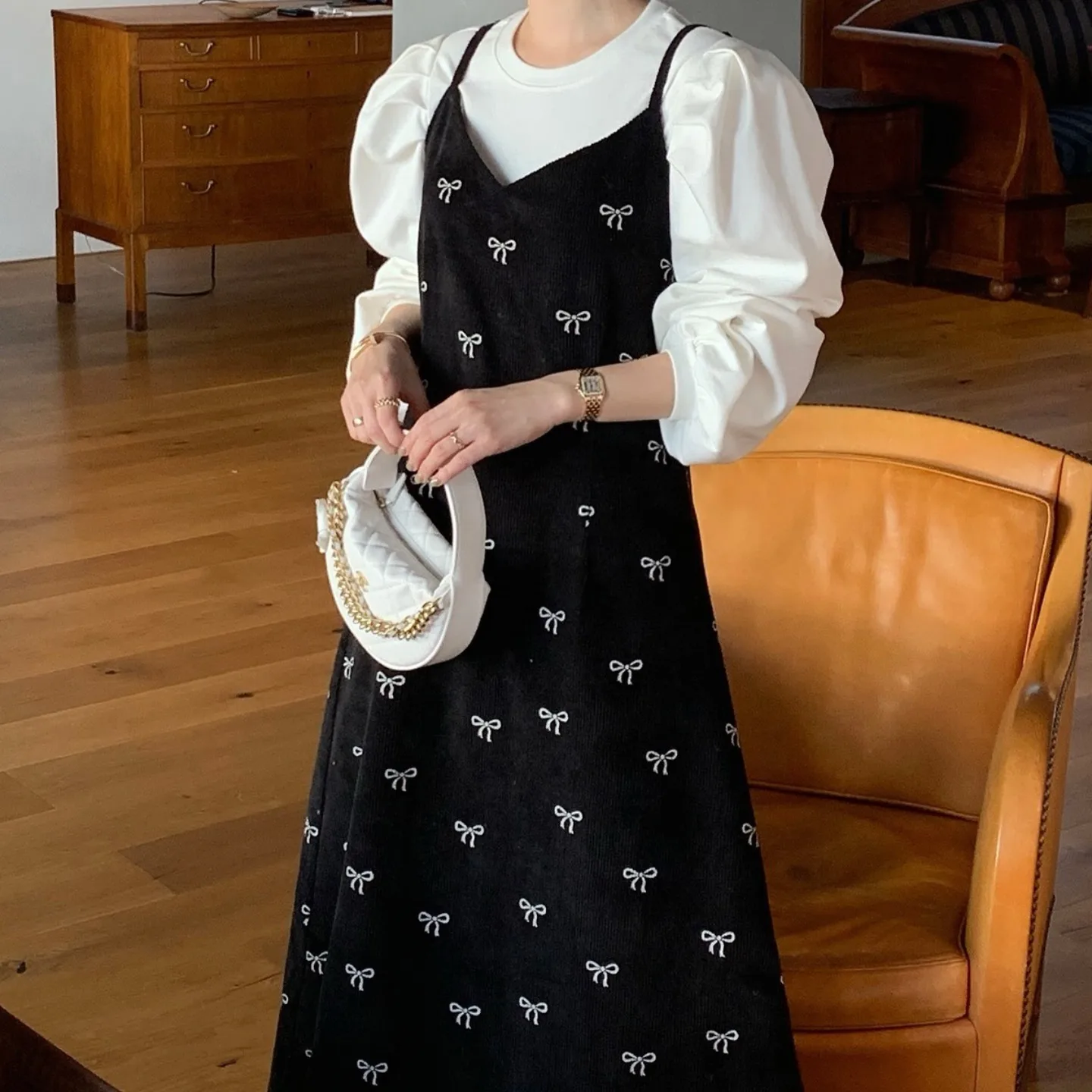 

Шикарный летний однотонный вельветовый комплект Bubble Sve Dr, женский модный комплект, повседневный универсальный длинный светящийся узел Str...