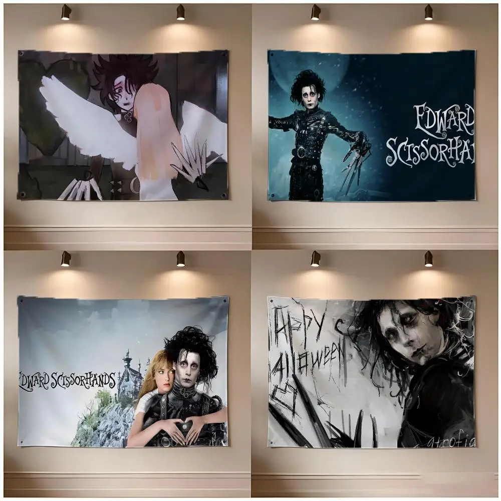 Movie Fantasy Edward Scissorhands Flags Borderless Four Ring Ornament Indoor Outdoor Decoration Quick Hang Install