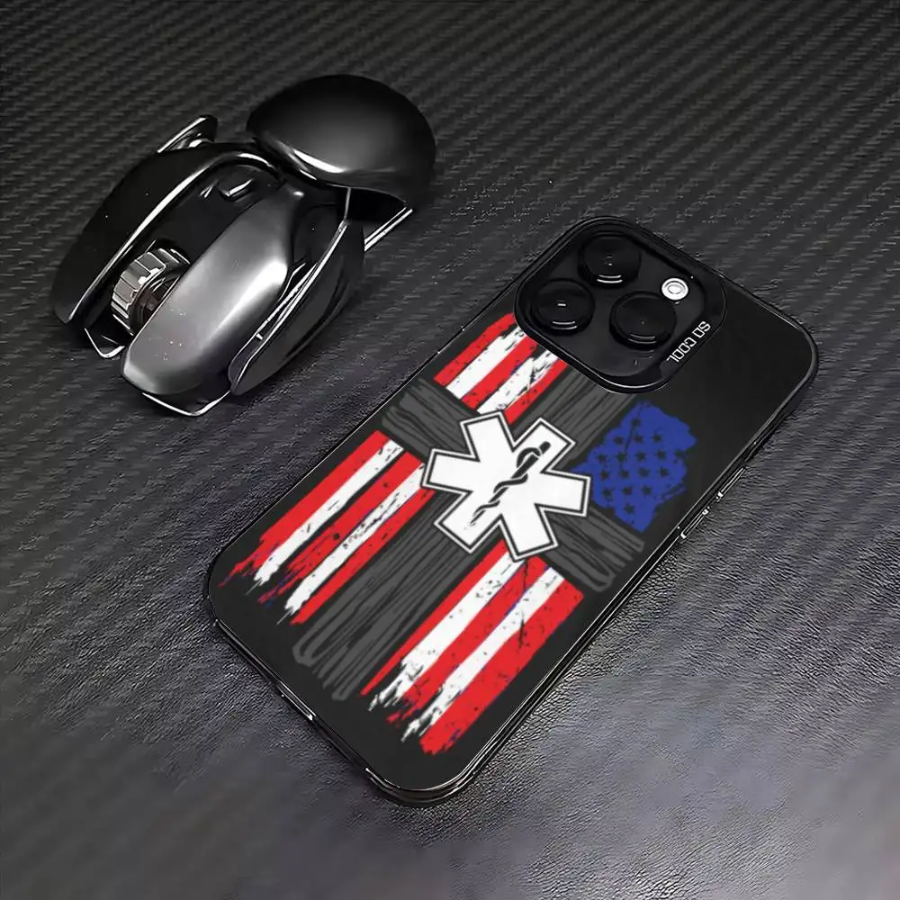 Ambulance EMT EMS Phone Case For iPhone 17,16,15,14,13,12,11,Pro Max,Plus Candy Silver Cover