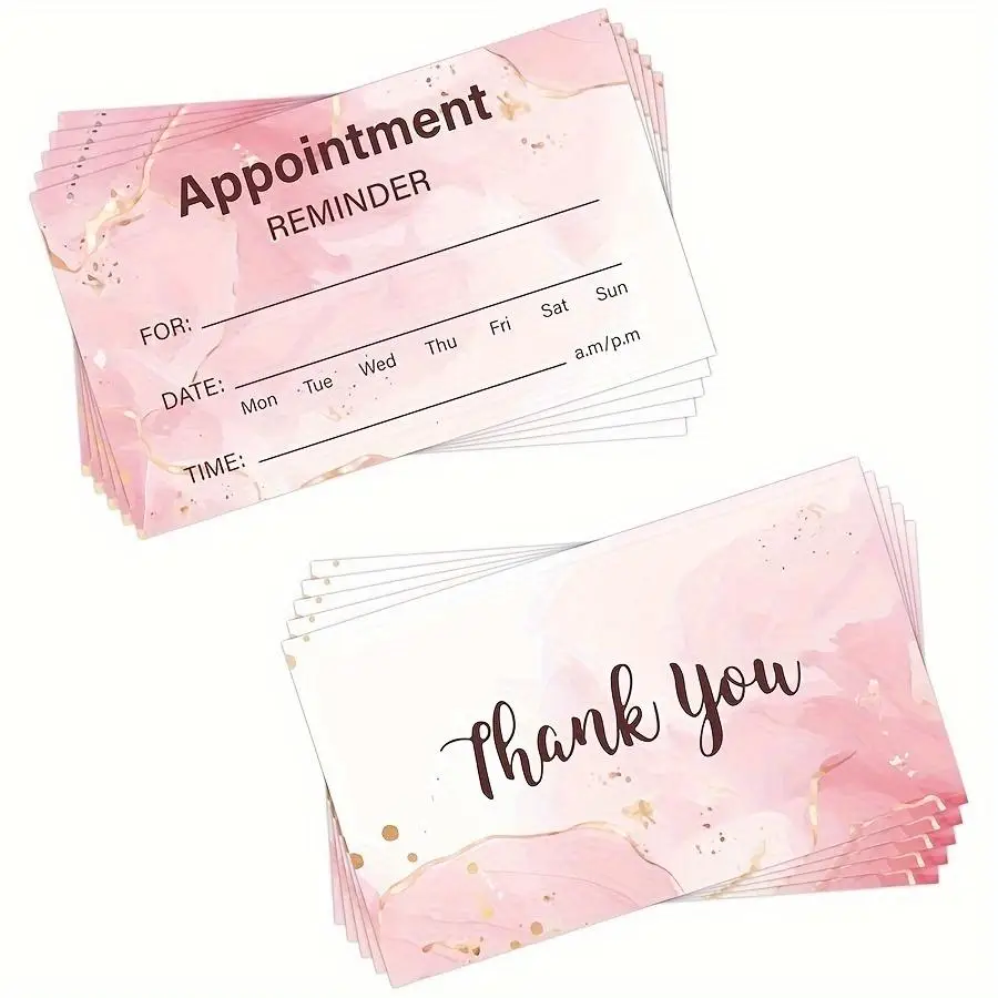 1/5/10/20/50/100pcs Sheets Pink Ink Reminder Cards Compatible for Beauty Salon, Spa, Dental Office - Pre-Scheduled Appointment N