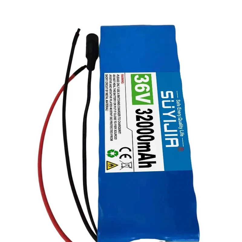 36V Backup Battery 10S1P 32000mAh 18650 Rechargeable Lithium Ion Battery Pack Ebike Electric Car Bicycle Scooter with BMS