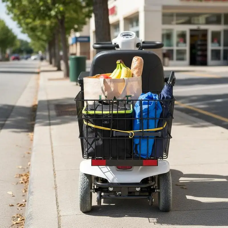 

Scooter Rear Basket 12x8x6 For Urban Commute Grocery Run Errand, Durable Metal Wire Construction Reinforced Handle High Capac