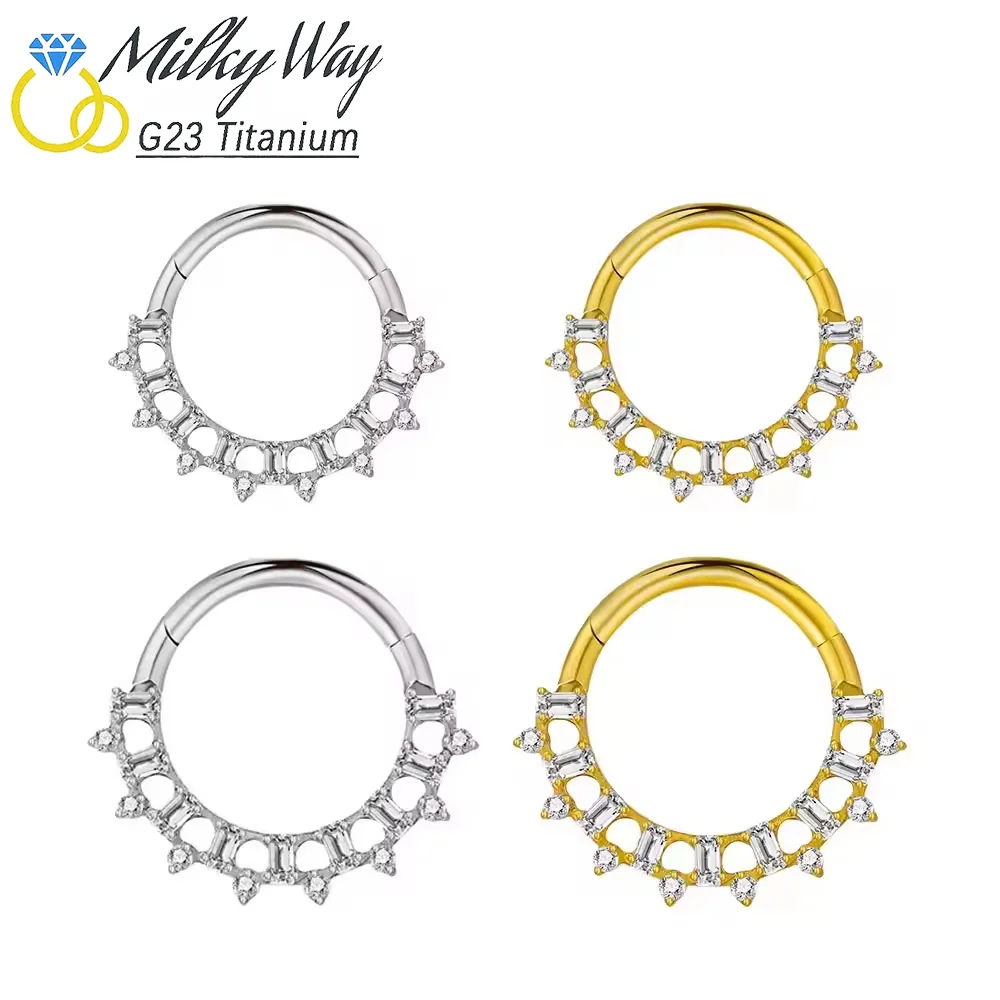 

1PC F136 Titanium Body Piercing Cartilage Nose Ring Exquisite Premium Edition with 5A Zircon Nasal Diaphragm Ring Earrings 16G