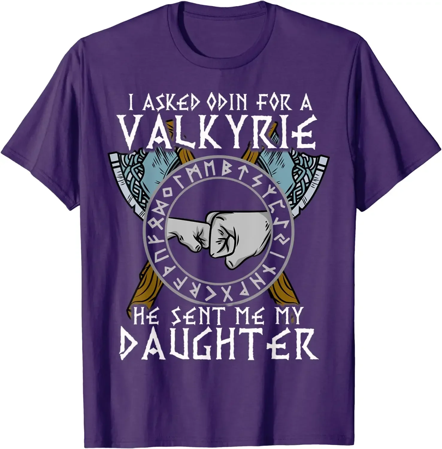Odin Valkyrie My Daughter Family Father's Day Gift T-Shirt 100% Cotton O-Neck Summer Short Sleeve Casual Mens T-shirt