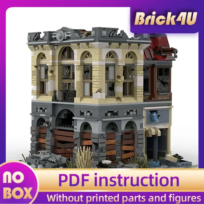 

Modular Ruins Street View Model Moc Building Bricks Apocalyptic Bank Technology Blocks Gifts Christmas Toys DIY Sets Assembly