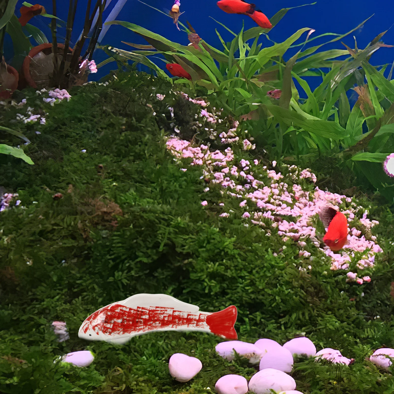 Escultura de Koi de cerámica, estatua Adorable, decoración de tanque, adorno de acuario, artesanía flotante, accesorios para pecera bajo el agua, 2 uds.