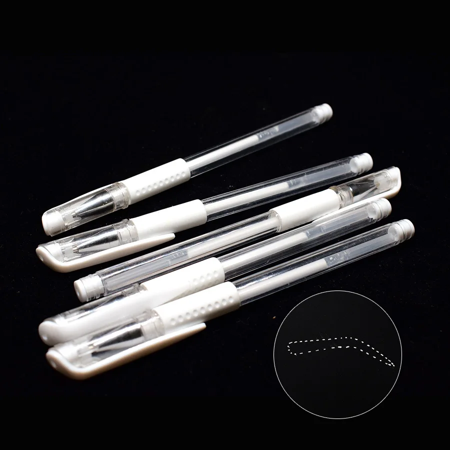 

5PC Microblading Eyebrow Pen Pmu Pencil Tattoo Skin Marker Brow Lamination Tool White Pen for Eyebrow Micropigmentation Supplies