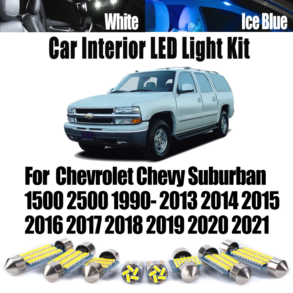 

Для Chevrolet Chevy Suburban 1500 2500 1990-2018 2019 2020 2021 Автомобильный светодиодный внутренний потолочный багажник с картой купола комплект зеркала косметического освещения