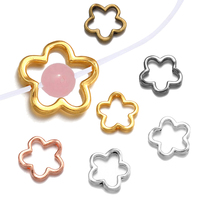 50pcs Flower Bead Frames Spacer Double Hole Hollow Petal Blossom Connector Link for DIY Beading Earring Bracelet Necklace Making