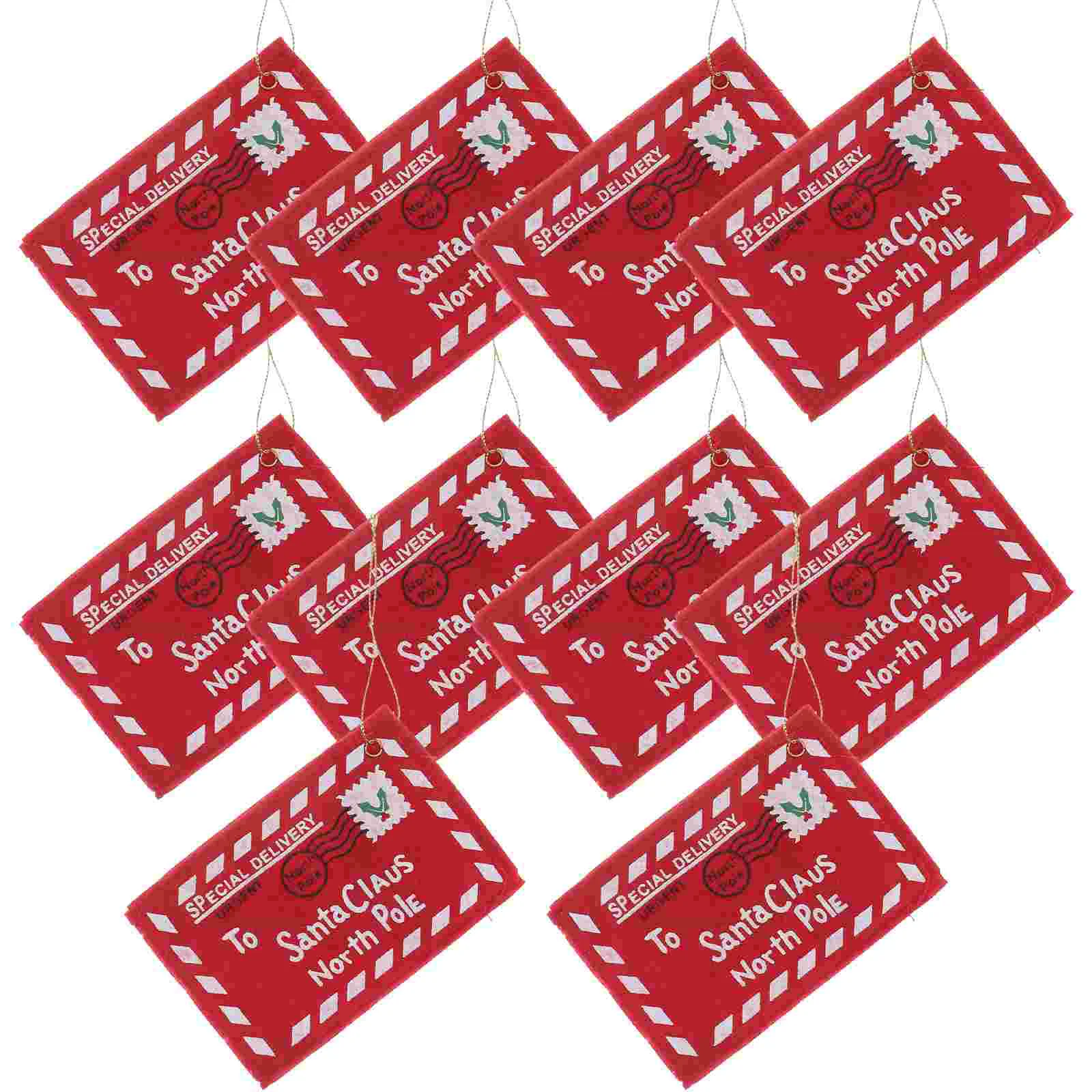 WINOMO 10pcs Letter to Santa Claus Felt Envelope Embroidery Christmas Ornament Santa Claus envelope