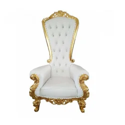 King and Queen High Back Cheap Gold Throne Seat Royal Luxury Wedding Chair Groom and Bride