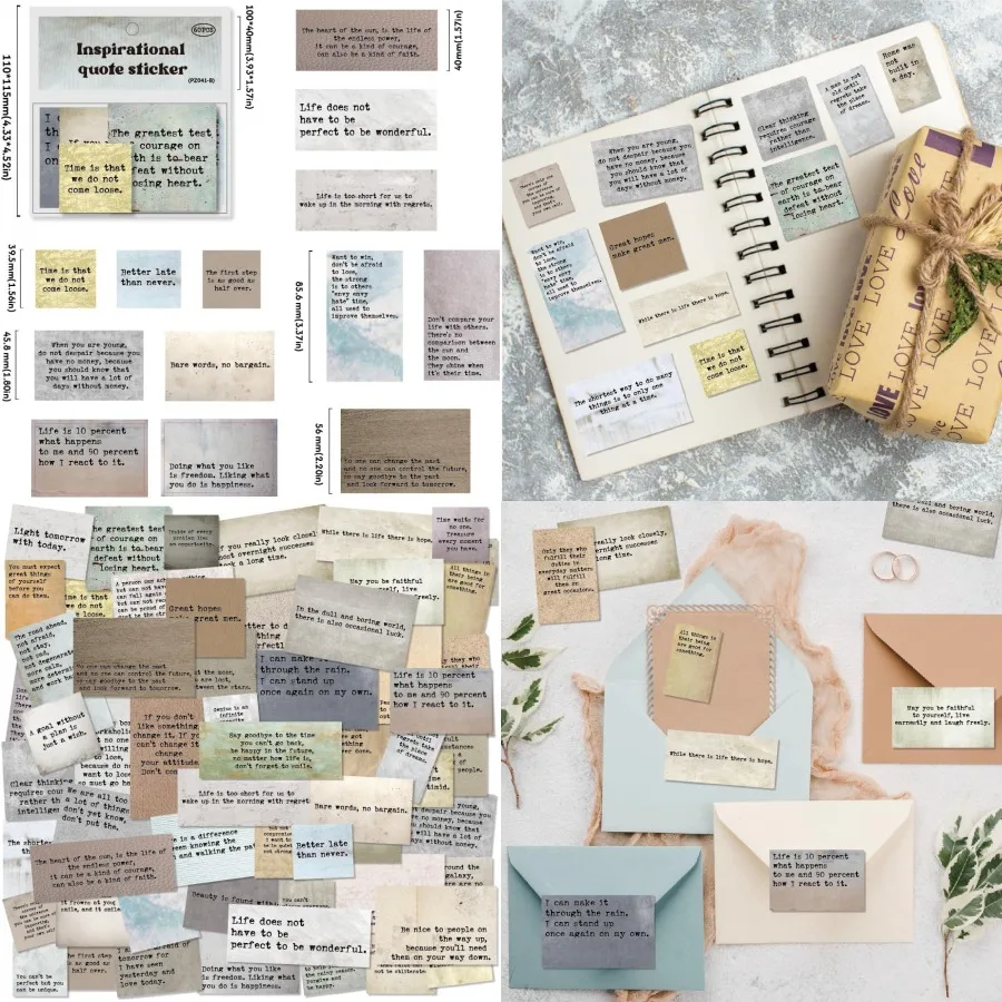 

60 PCS Vintage Motivational Quote Stickers Typewriter Style Literary Inspirational Positive Stickers for Scrapbooking Journalin