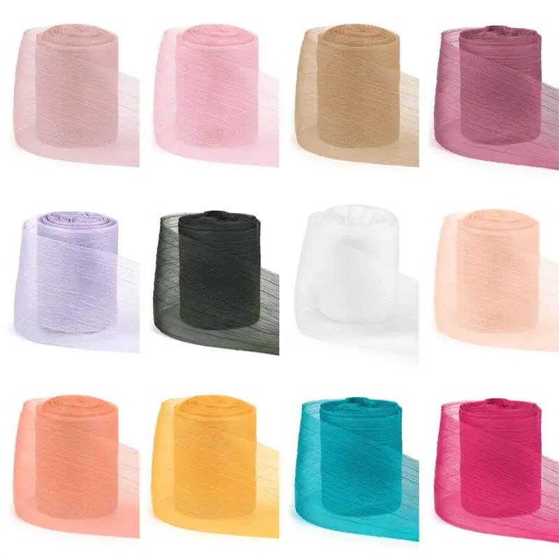 5Yard Handmade Frayed Edged Straight Crepe  Wrapping Bouquets Yarn Ribbon For Wedding InvitationBirthday Party Decorations Gifts