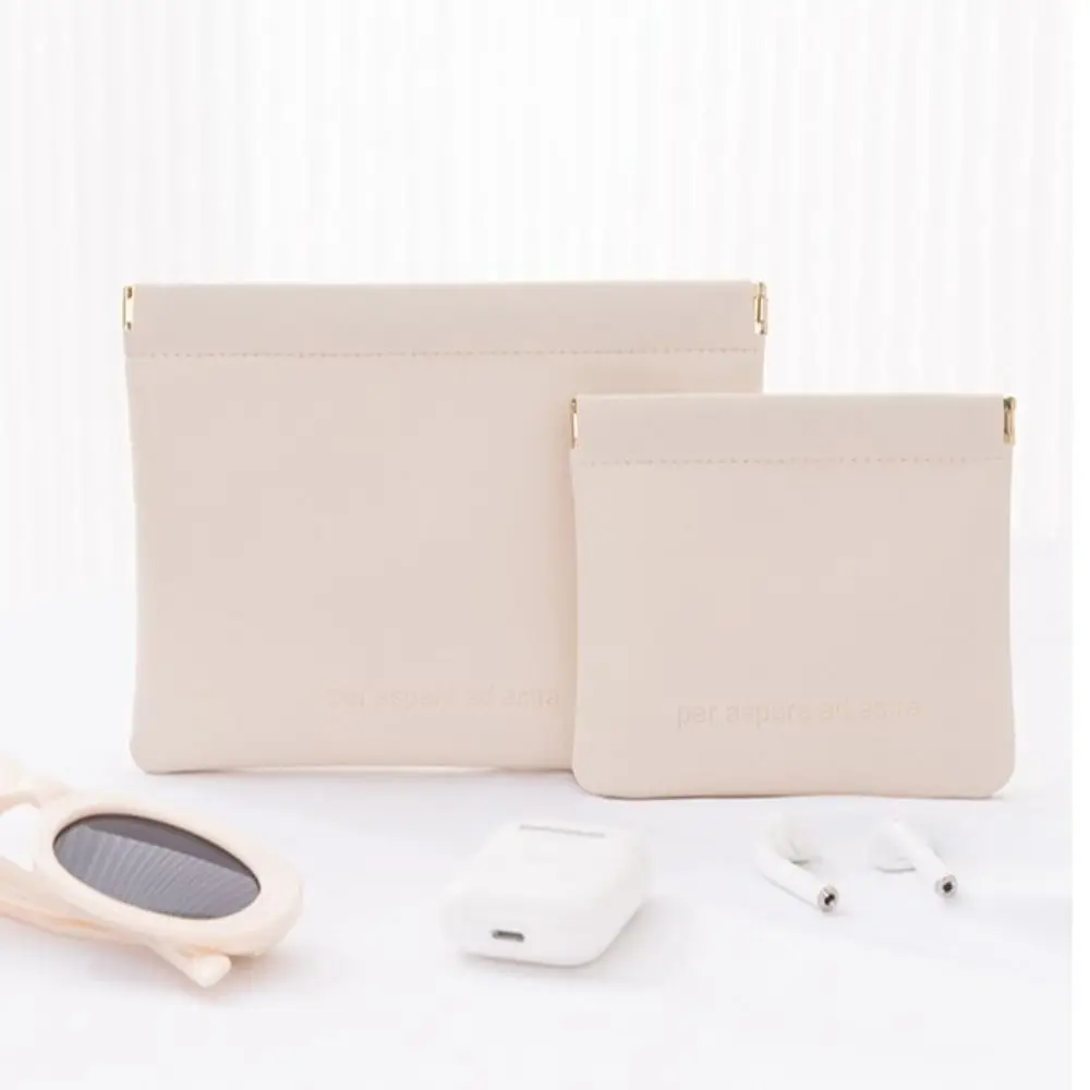 Fashion Automatic Closing Lipstick Bag Simple Mini Makeup Bag Portable PU Key Small Bags