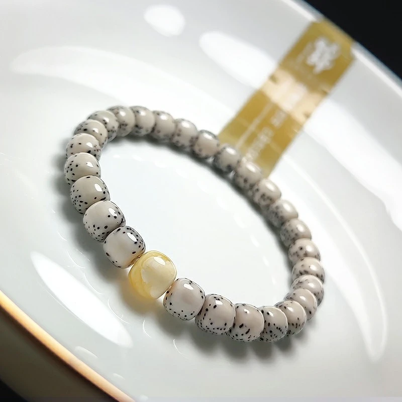 Stone jade material Star Moon Bodhi bracelet original ecological puffer fish half wall large white men and women single circle
