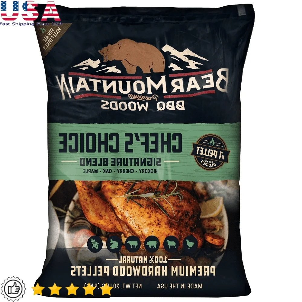 100 pellets de madera naturales para barbacoa, 20 libras, mezcla exclusiva de elección del Chef, asar perfecto, fumar carne de res, cerdo, aves de corral, pescado, verduras