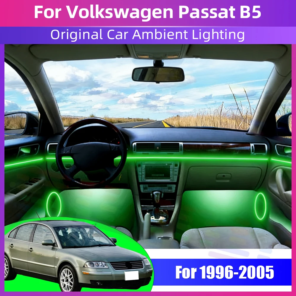 

For Volkswagen Passat B5 Led Acrylic Car Ambient Light RGB 64 Color Symphony Acrylic APP Streamer Atmosphere Lamp Kit