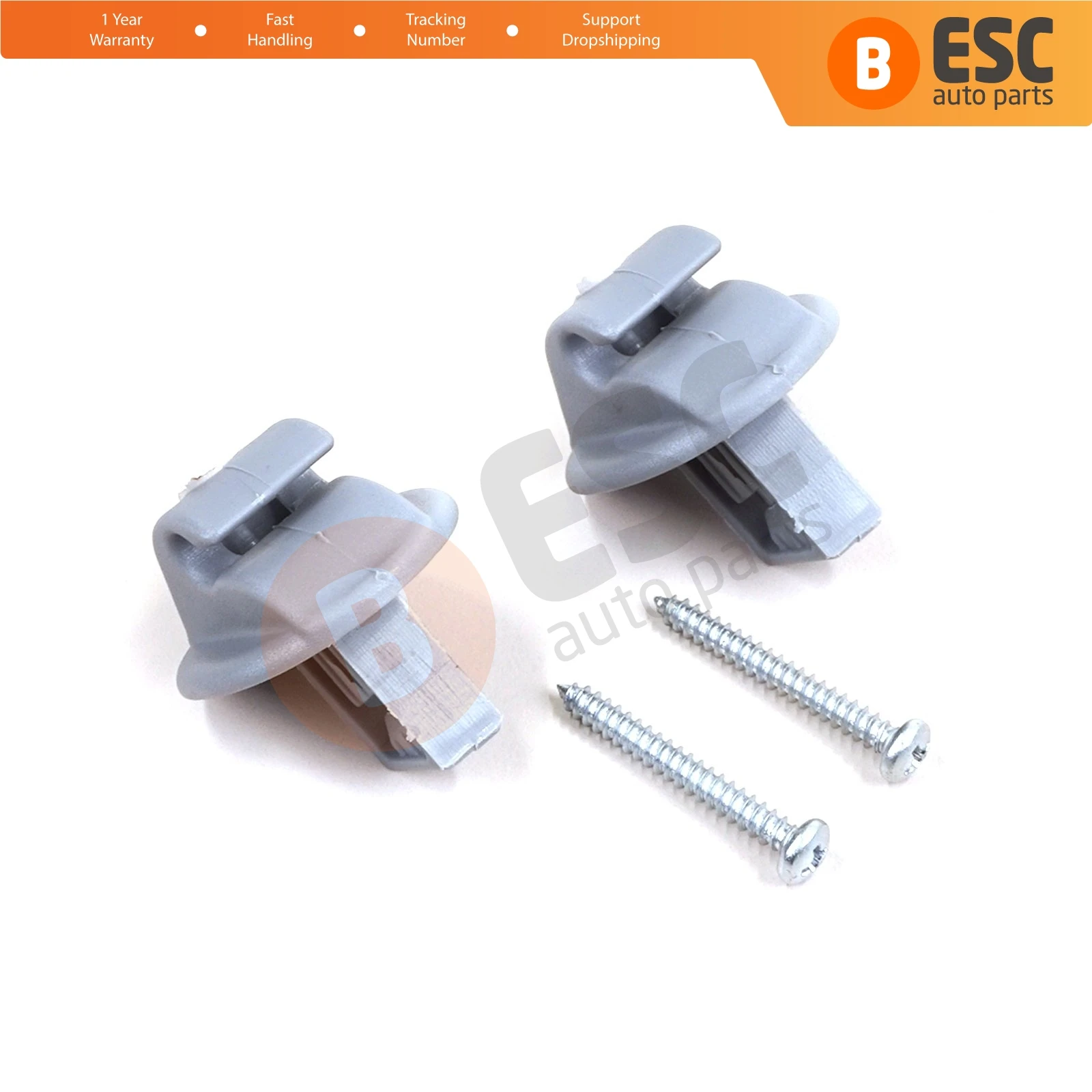 

ESC ECF5010 2 Pieces Sun Visor Clip Gray Color For Renault Megane Scenic Laguna Twingo Modus Espace Vel Satis Trafic Kangoo