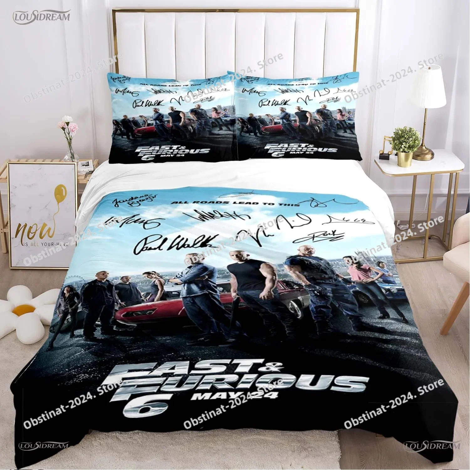 3D Fast Furious Car enthusiast All Season Bedding Set Printed Duvet Cover Sheet Pillowcase Soft Quilt Cover Full Queen King Size