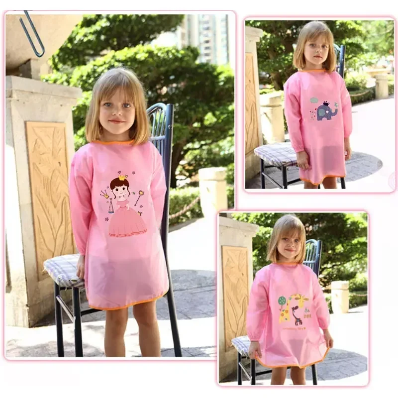 Waterproof Long Sleeve Apron Smock Bib Kids Painting Drawing Art Aprons Learning Education Interesting Toys Painting Apron