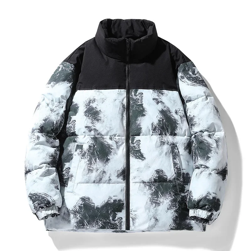 Nuevo Abrigo de invierno para hombre, chaqueta gruesa a cuadros de pato blanco a la moda para parejas, chaqueta con cuello levantado de bloque de Color a la moda para mujer