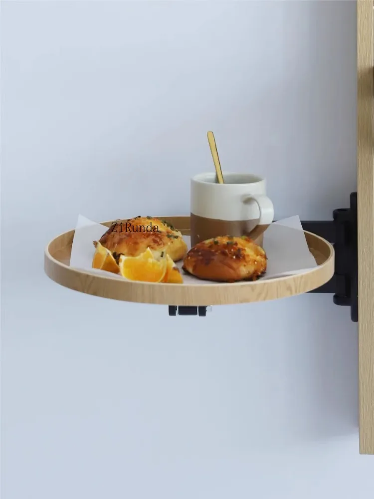 ~Round sofa edge wall-mounted small table, bedside corner table, removable retractable folding coffee table