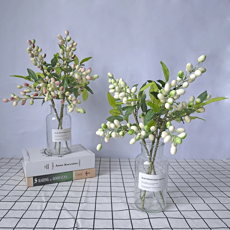 Simulated Olive Fruit Berry Bean Branch Christmas Wedding Home Lobby Decoration Living Room Vase Flower Table Top Arrangement