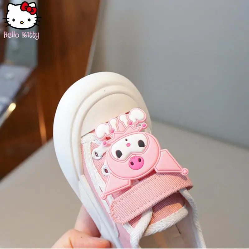 Sanrio Girls' Kawaii Canvas Shoes Kuromi Spring Autumn New Cartoon Anime Fashion Casual Board Shoes Youth Soft Soled Sports Shoe